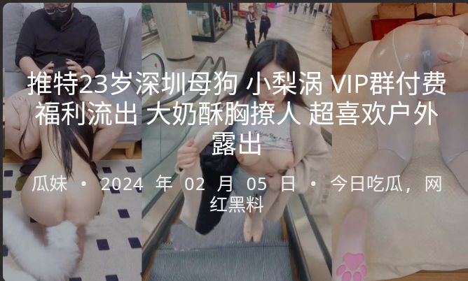 推特23岁深圳母狗 小梨涡 VIP群付费福利流出 大奶酥胸撩人 超喜欢户外露出